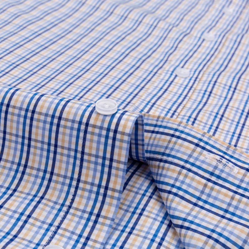 Camisa de vestir de manga larga sin arrugas de algodón 100% de lujo para hombre informal de negocios con diseños a cuadros y rayas corte Regular