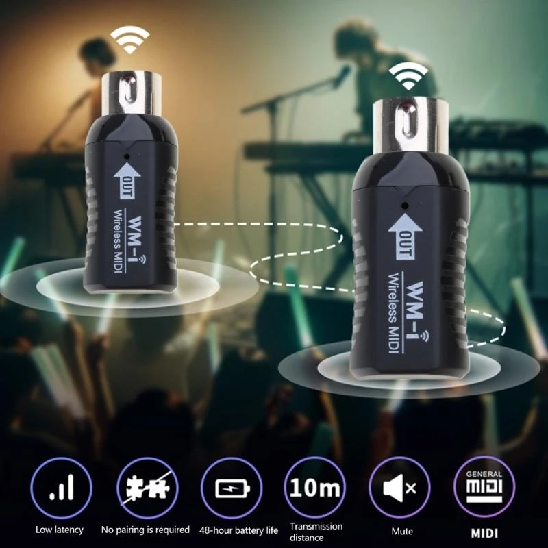 Wireless MIDI Adaptor 2.4GHz MIDI Wireless Guitar System Receiver Transmitter