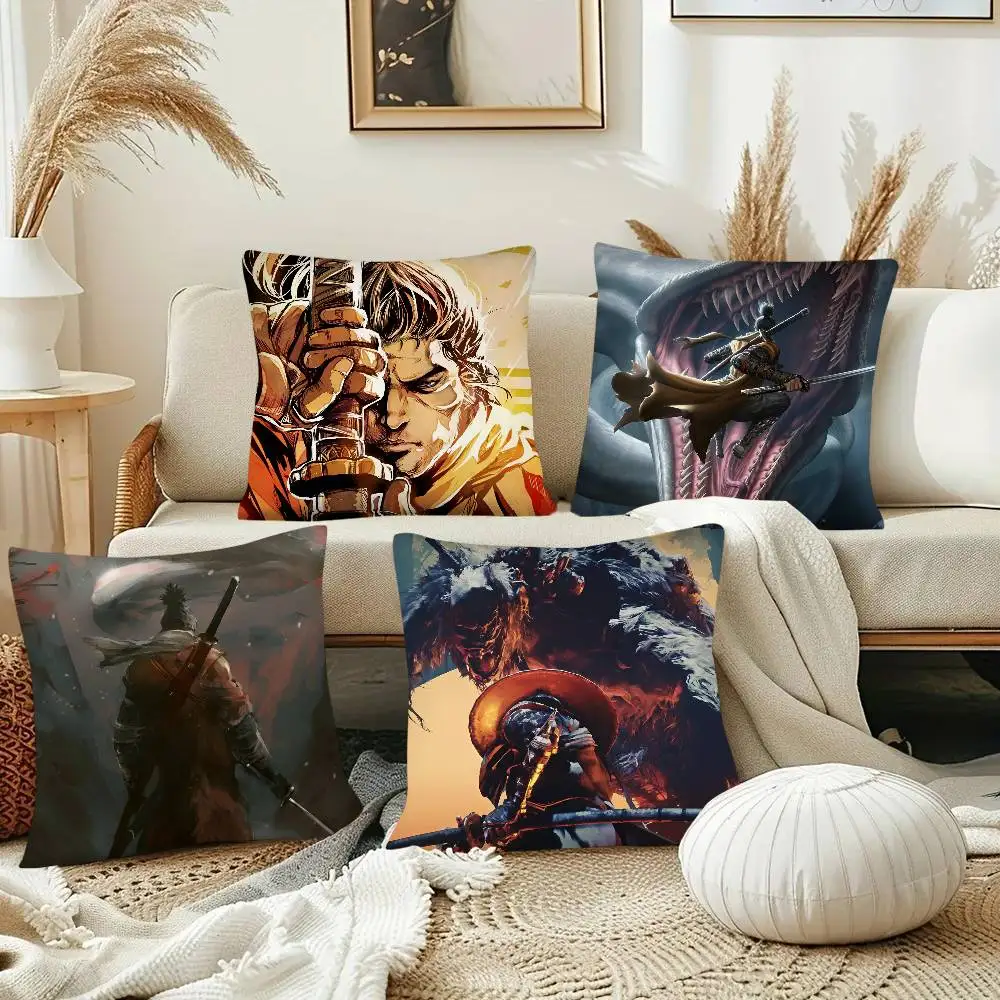 Game S-Sekiro Shadows Die Twice Pillow Case Fashion Square Pillowcase Bedroom Sofa Room Ins Decoration Leisure