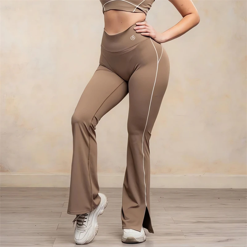 

Women New Bum Flare Leggings Yoga Pants High Waisted Bootcut Split Hem Stretch Workout Leggings For Women Fitness Pants Workout