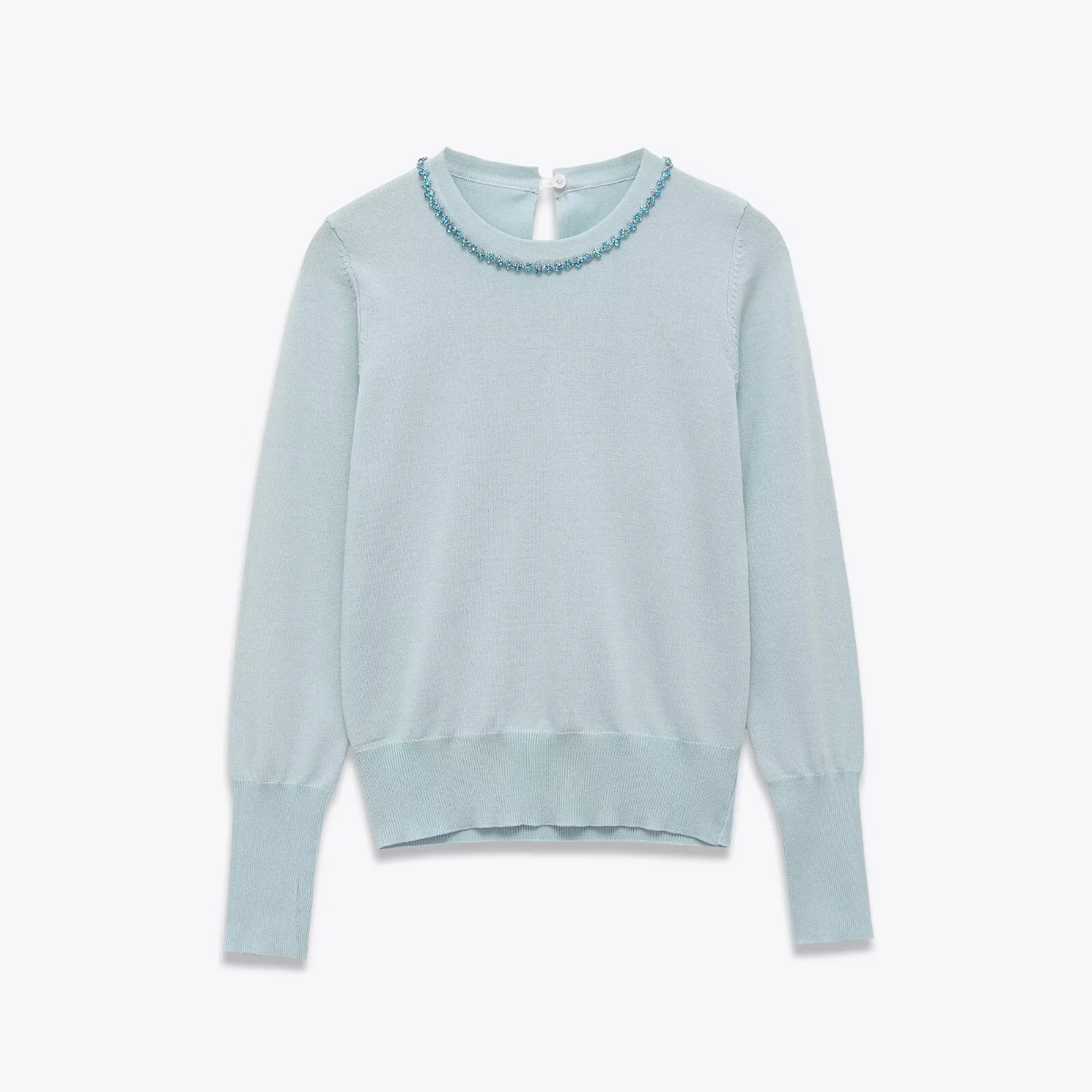 2025, herbst Neue frauen Casual Rundhals Langarm Pullover mit Zurück Split Schmuck Perle Dekoration Gestrickte Pullover