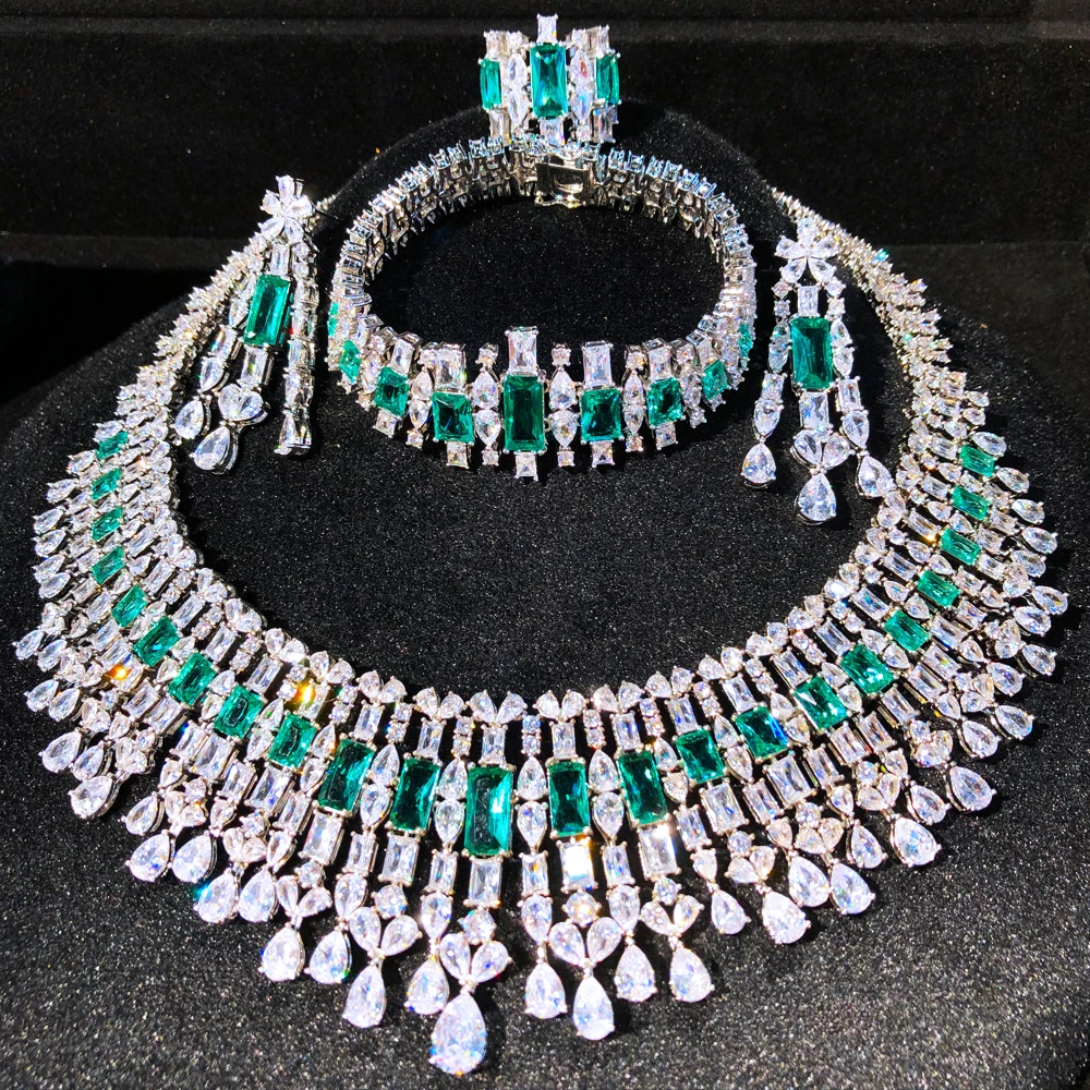 Missvikki Luxury Necklace Earrings Bangle Ring Accessories For Women Wedding Bridal Jewelry Sets 2022 New Nigerian Dubai Tassel