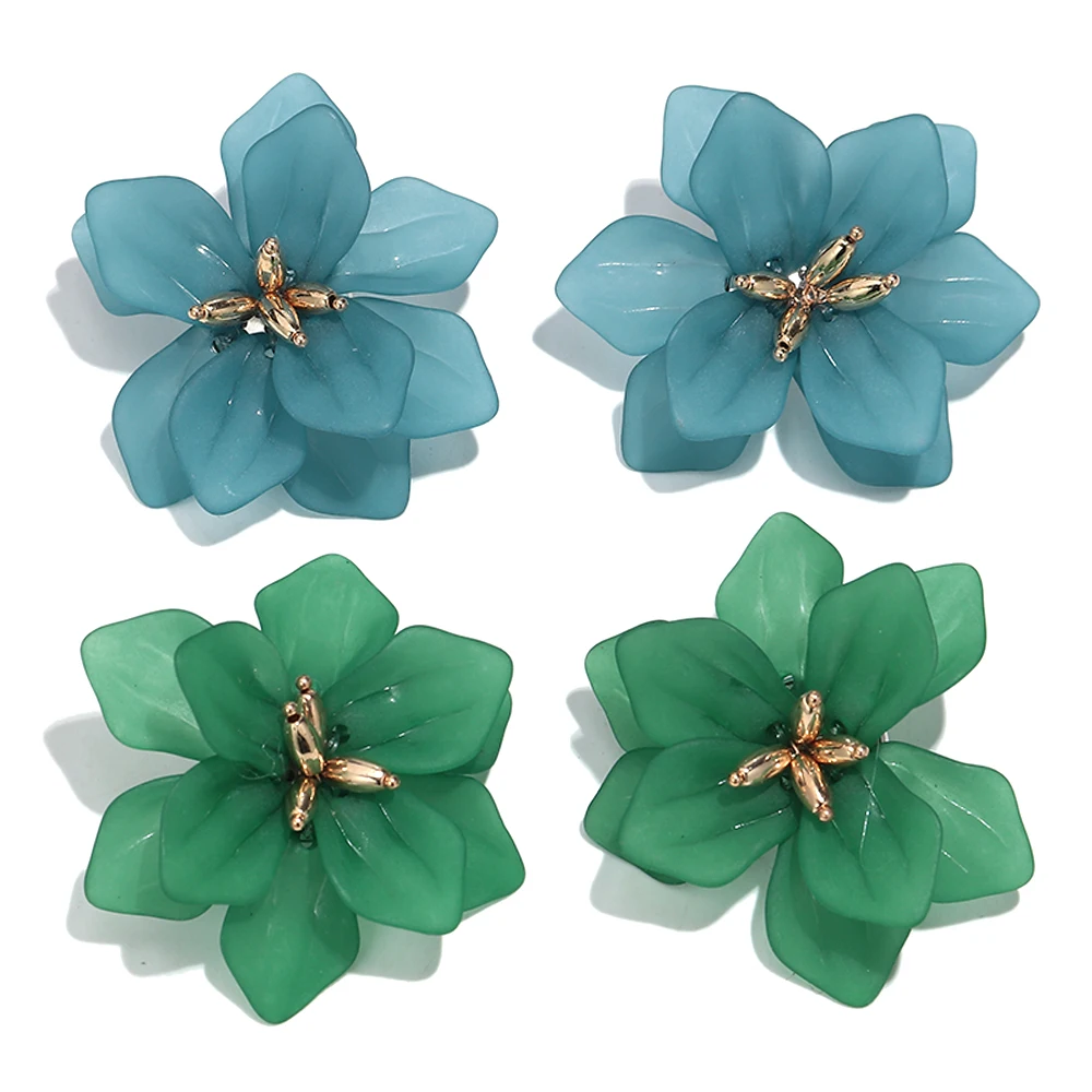 Fashion Matte Acrylic Flower Stud Earrings for Women Elegant Colorful Big Petal Earring 2026 Party Jewelry Accessory
