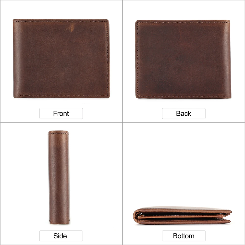 Men's genuine cowhide luxury wallet rfid multi-card business horizontal gentleman leather Coin purses card holder Money clip