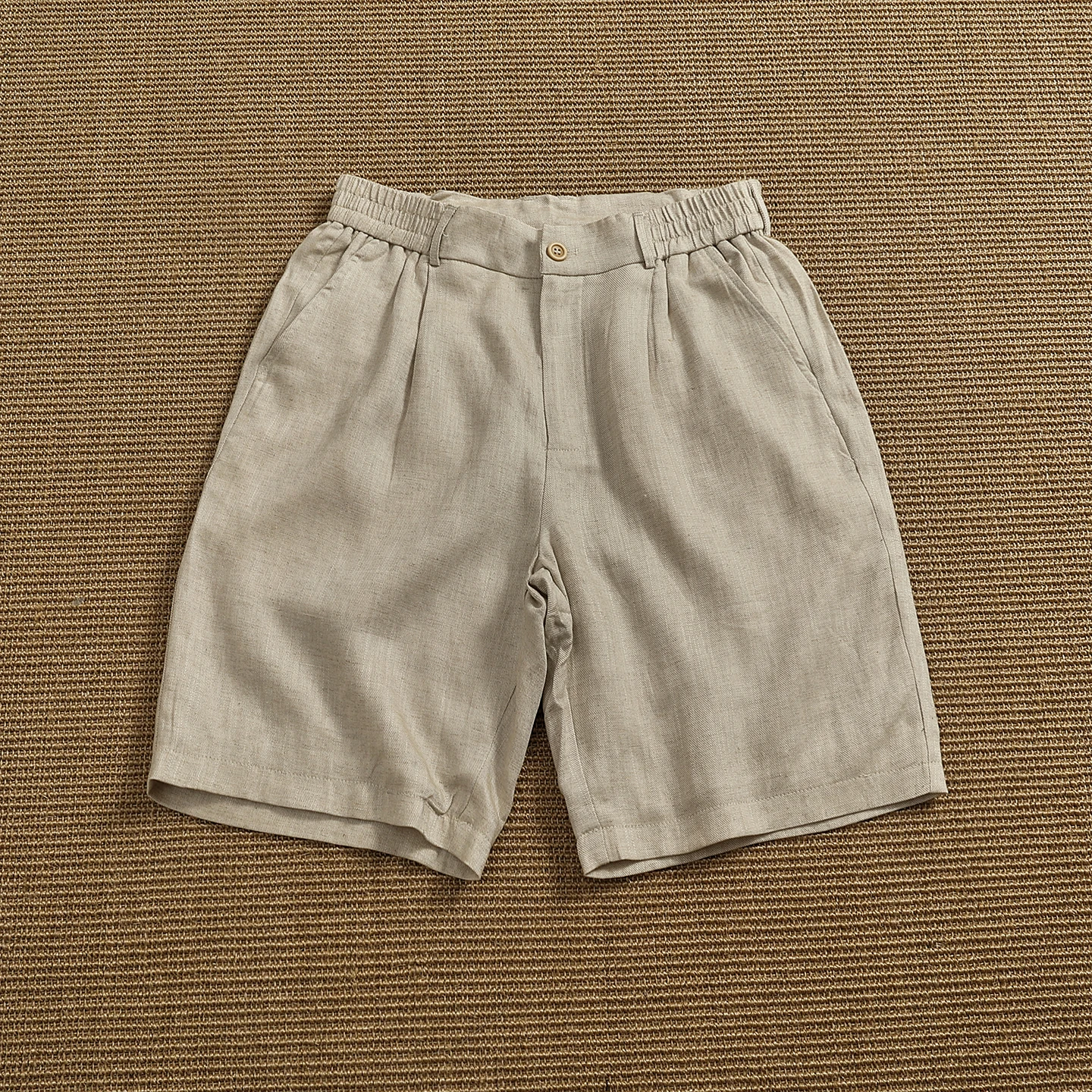 

Men's Summer New Loose Straight Leg Linen Lyocell Blend Shorts Draped Feel Breathable Mesh Five-Quarter Length Pants