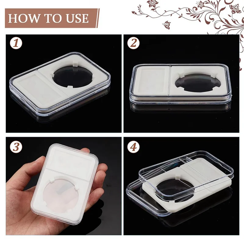 A23F-Coin Slab Snap Display Holder, White Coin Cases For Collectors Coin Display Box Plastic Dollar Coin Holder