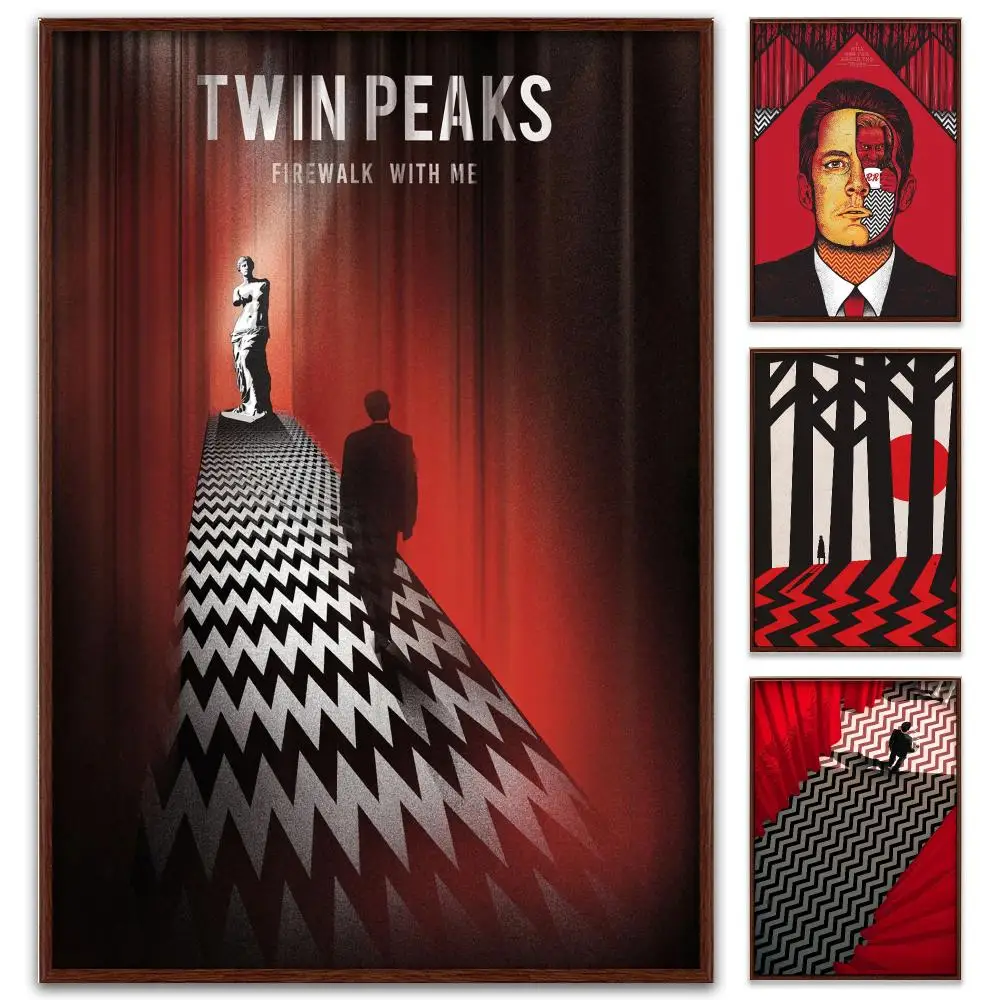 Twin Peaks Fire Walk with Me 90s Film Poster Self-Adhesive PP Paper HD Wall Decal for Study Living Room Garage DIY Gift