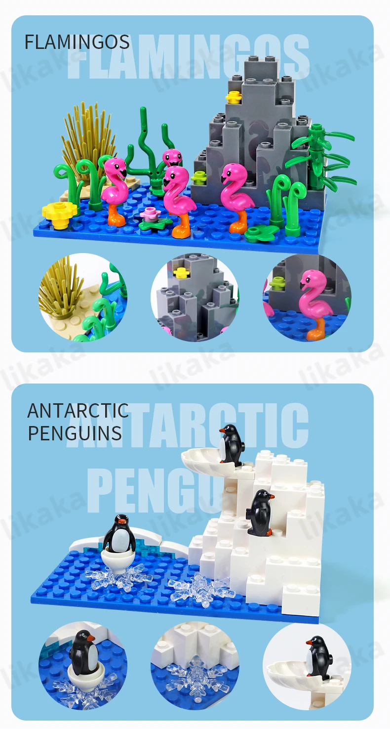 Stadt Bauernhof Tiere Bausteine Natur Tiere Fisch Otter MOC Unterwasser Welt Fisch Delphin Octopus Set DIY Spielzeug für Kinder Geschenk – Detail 11
