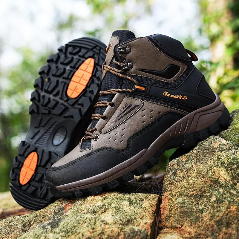 Outdoor Autumn Winter Large Size Sports Climbing Shoes Fashionable Casual Short Boots for Hiking And Trekking Anti-Slip Men's...
