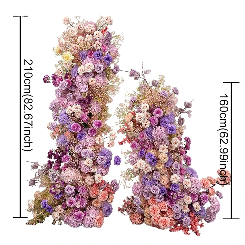 PURPLE Pink Rose Baby's Breath Wedding KT Board Decor Floral Row Arrangement Event Stage Supplies Photo Props Window Display