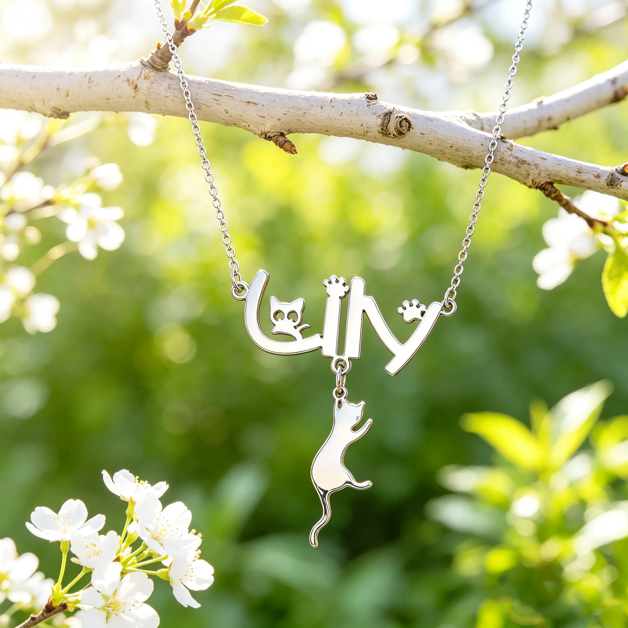 Custom Cat Name Necklace Personalized Cute Cats Pendant Choker Bespoke Necklaces For Women Men Memorial Stainless Steel Jewelry