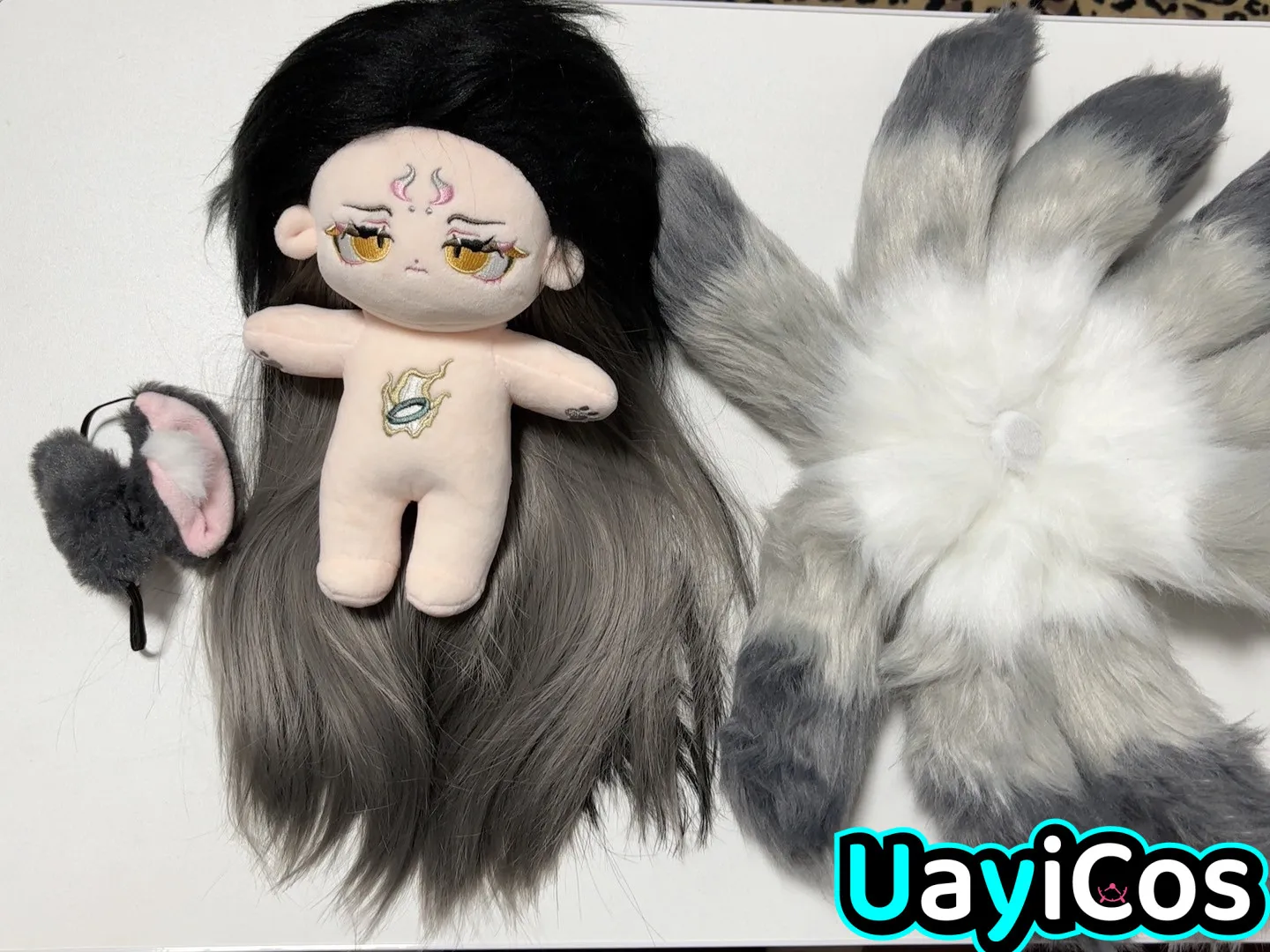 Nine Fox Tails Anime No attributes Monster Nian Zao Ear Animals Stuffed 20cm Plushie Cotton Plush Doll Body Kawaii Toy For Kids