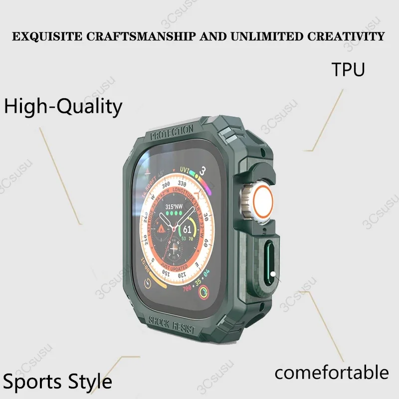 Carbon Fibre Rubber Case Cover For Apple Watch Ultra Protective Bumper Frame 49mm 45mm 46mm 41mm 42mm For iWatch Series 10 9 8