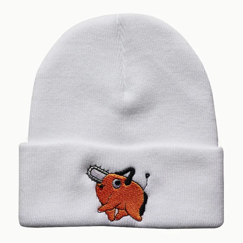 1 قطعة قبعة محبوكة مطرزة شعبية الأمريكية أنيمي الكرتون بالمنشار رجل مطرزة محبوك الخريف/الشتاء قبعة تدفئة محبوك قبعة