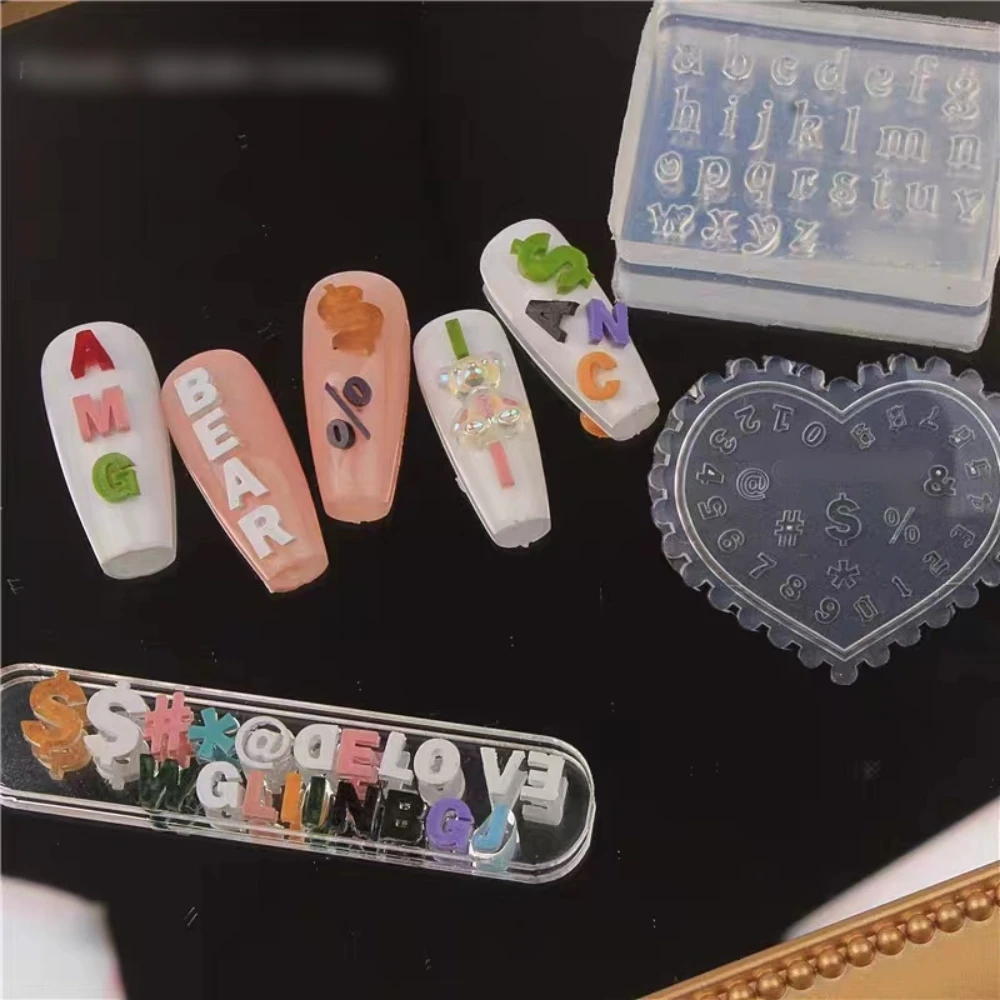 Nail Mold Letter Alphabet Number Symbol 3D Carving Silicone Nailart Silica Gel Mould DIY Manicure Deco Tools