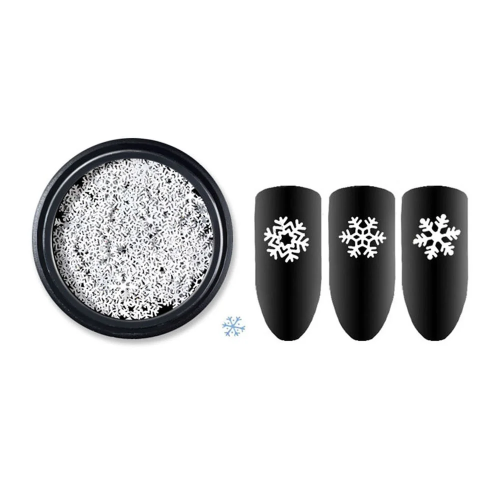 Adesivi per unghie con paillettes a fiocco di neve per donne Decalcomanie bianche con glitter natalizi per ragazze