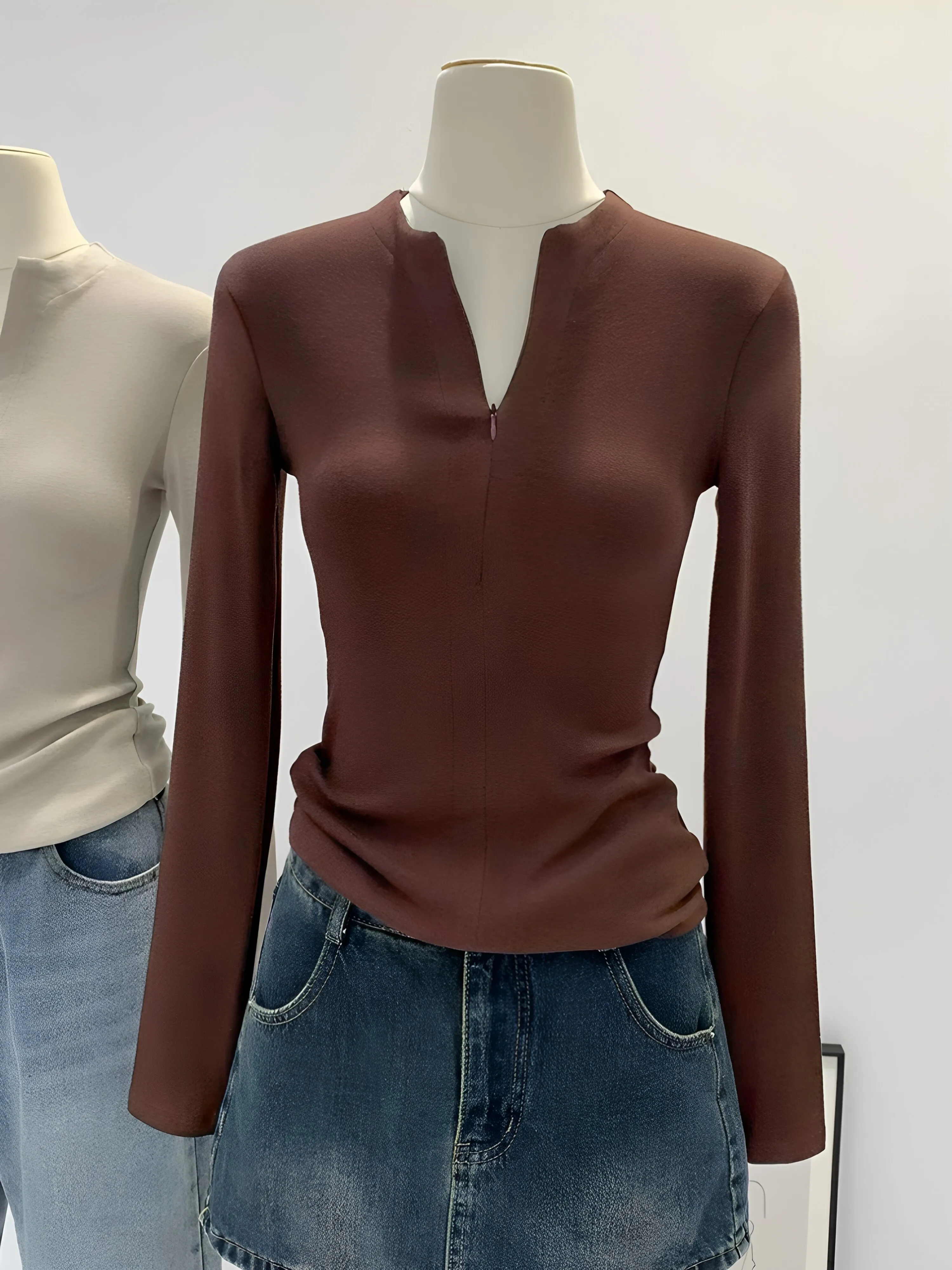 Women's Long Sleeve Base Shirt Half Zipper Spring Autumn New Style plus Size Slim Fit Inner Wear Shoulder T-Shirt Outerwear