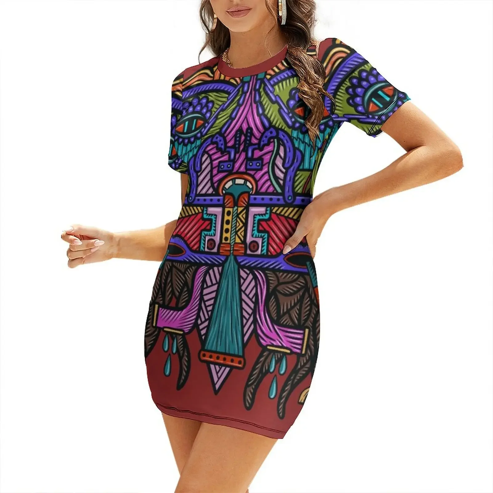 

Psychedelic Artificial Intelligence Robot Short-Sleeved Dress dresses for womens Evening dresses dresses with long sleeves Dress