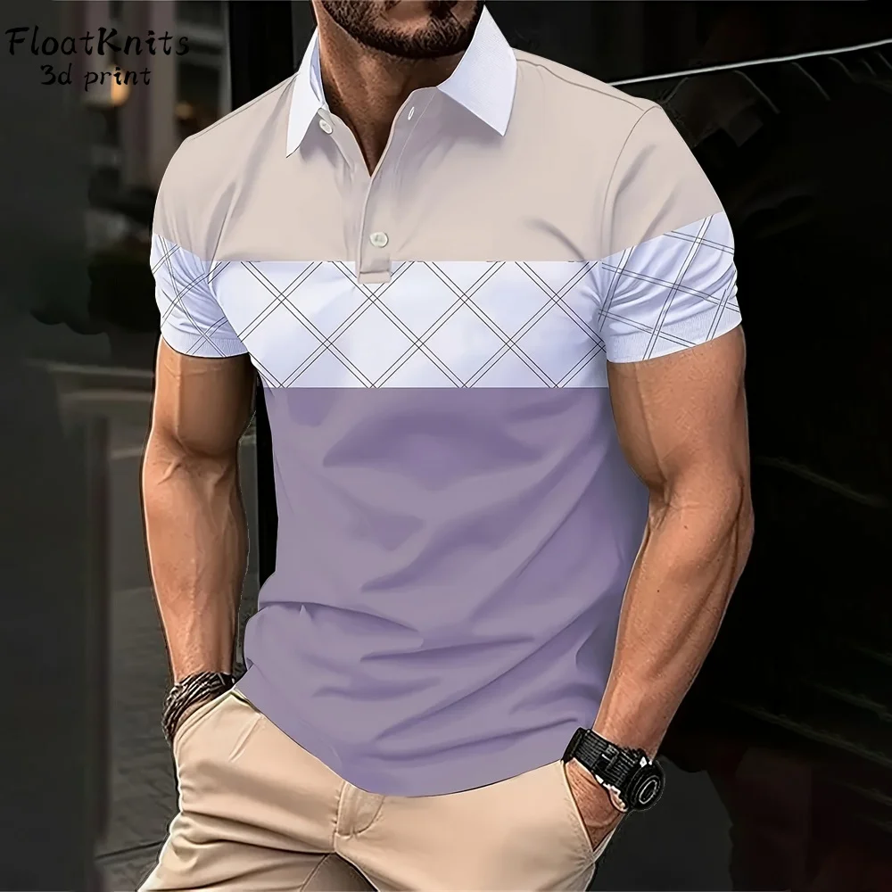 

Simple Geometric Polo Shirts for Men Fashion Men's Clothing Business Lapel Polo Tops Casual T-Shirts for Men New in Tops & Tees