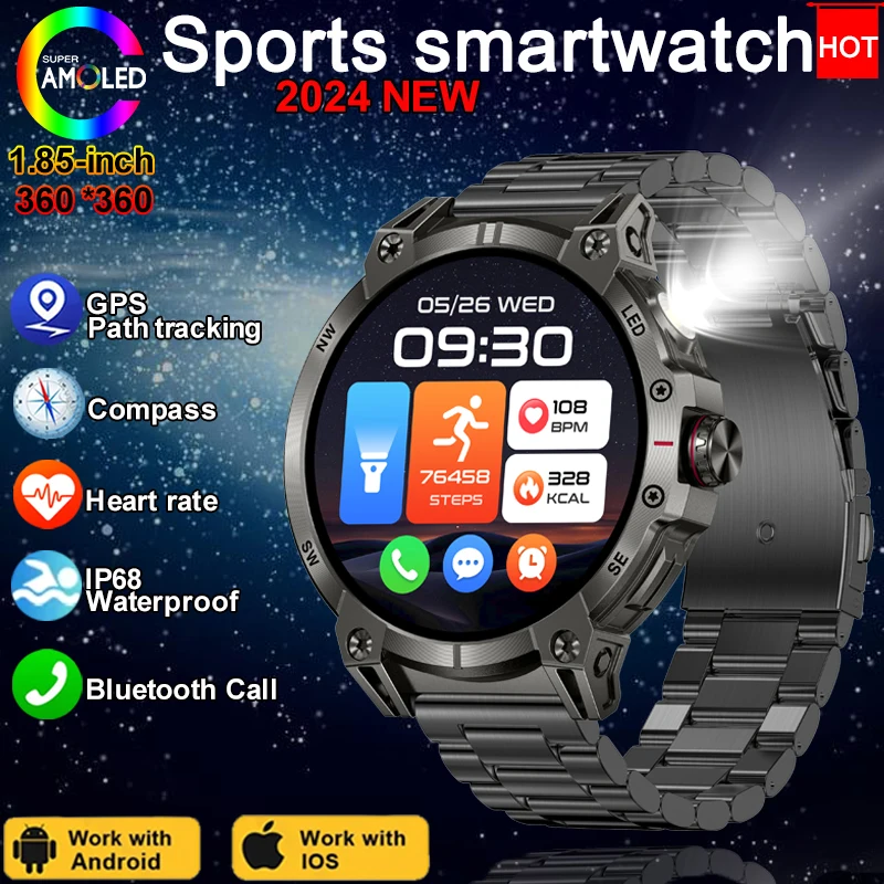 

New GPS outdoor sport Smart watch men 1.85-inch AMOLED high-HD screen compass Bluetooth call Heart rate waterproof Smar twatch