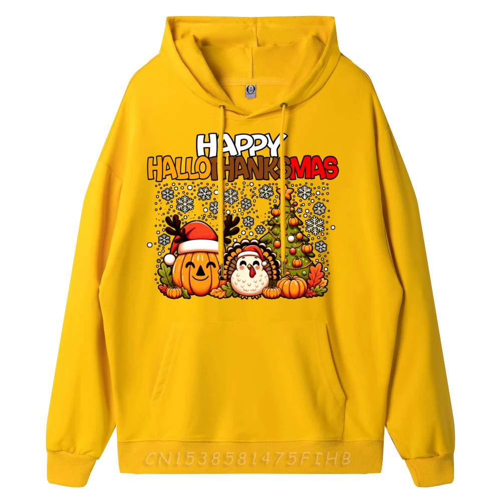 Hallothanksmas Divertente e carino Halloween Ringraziamento Natale Felpa con cappuccio di lusso Camicia con cappuccio normale di Capodanno