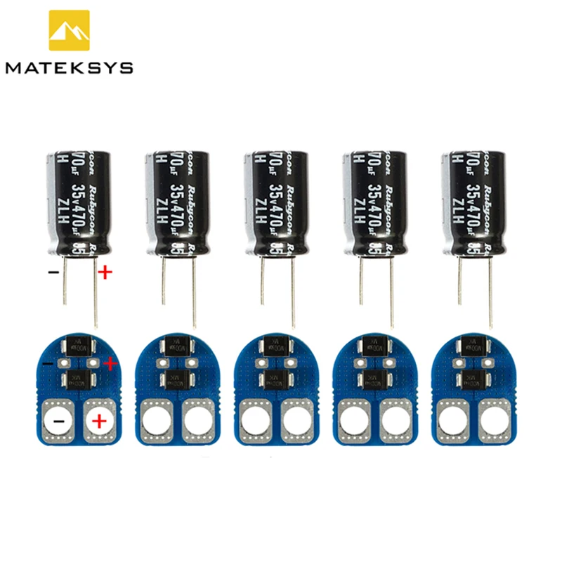 5 Chiếc Ban Đầu Matek Điện Áp Mũi Nhọn Lọc XT60-TVS 470UF 28V Thích Hợp Cho 6S Lipo Pin Lithium Điện Phân tụ Điện RC Phần