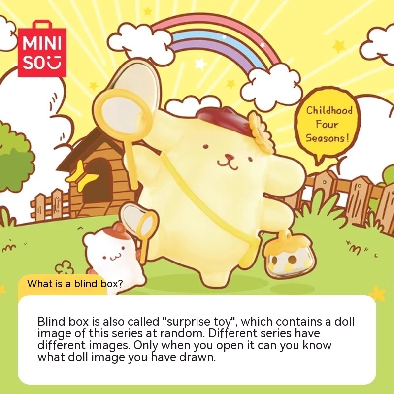 MINISO Sanrio Blind Box Pompompurin Childhood Seasons Series Model Ornaments Birthday Gift Kawaii Animation Peripheral Toys