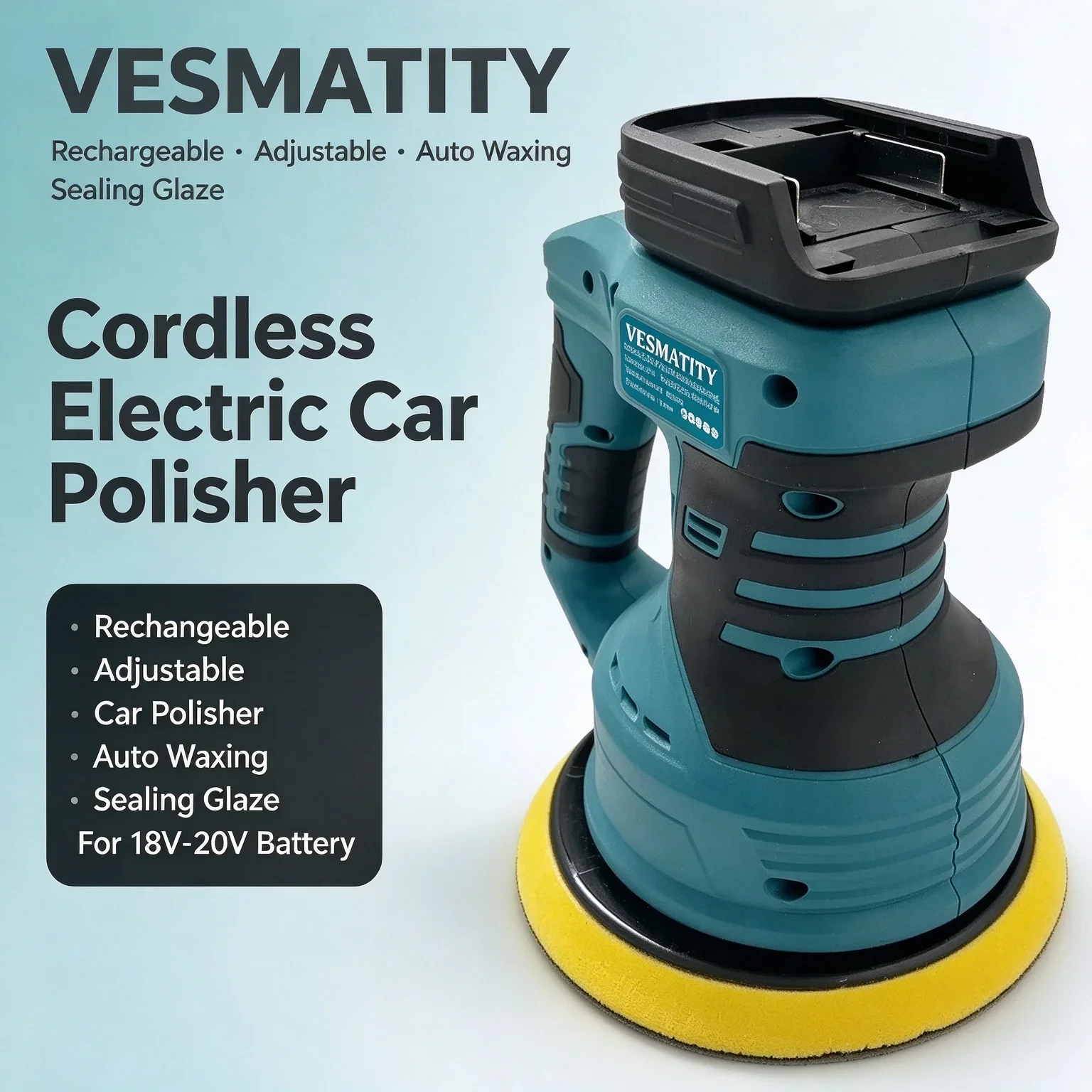 Rechargeable Cordless Adjustable Electric Polisher Power Tools Car Polisher Auto Waxing Sealing Glaze Tool For 18V-20V Battery
