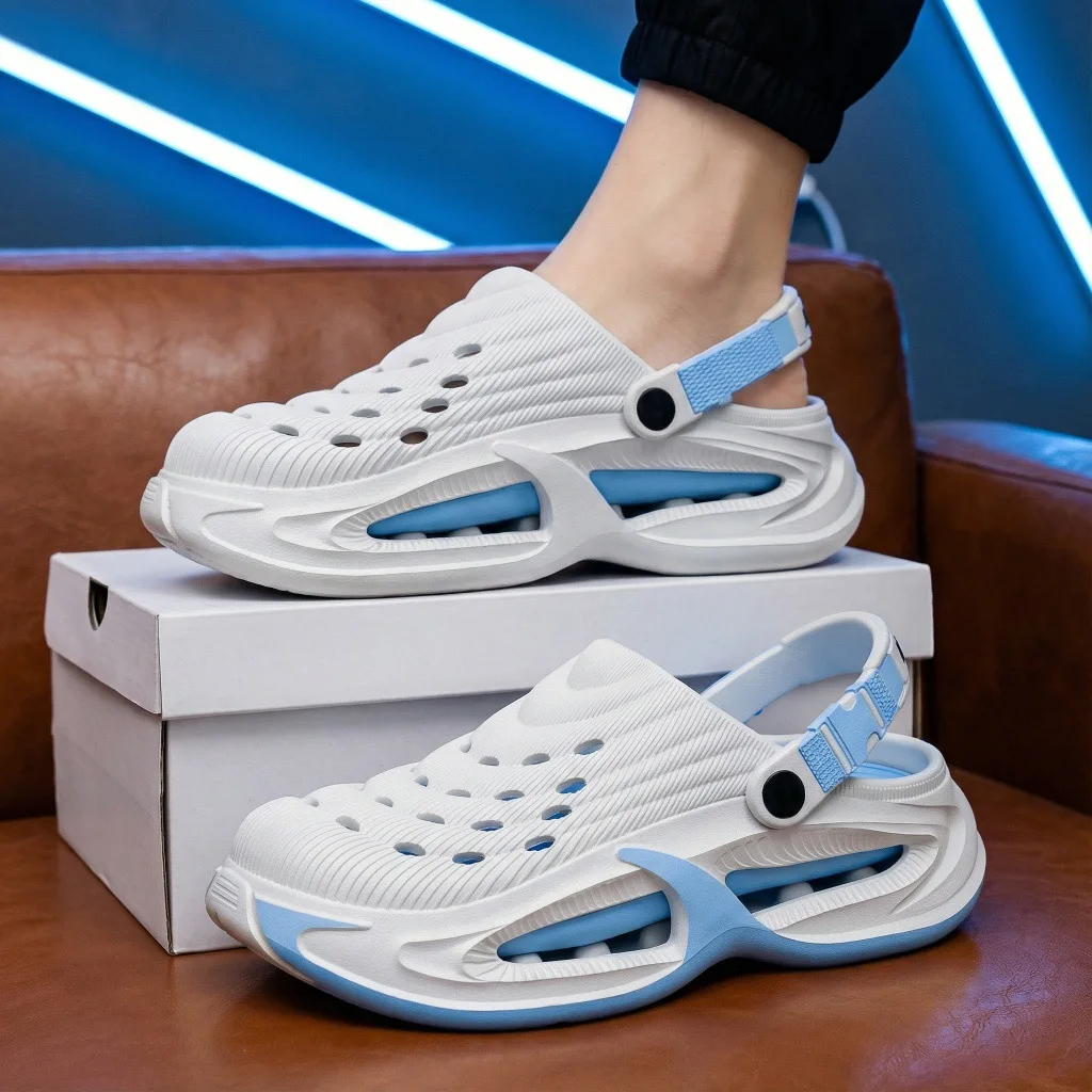 Neue Lochschuhe für Herren im Sommer, dicksohlig, rutschfest, atmungsaktive Fahrersandalen, langlebige und modische Strandschuhe. – Detail 13
