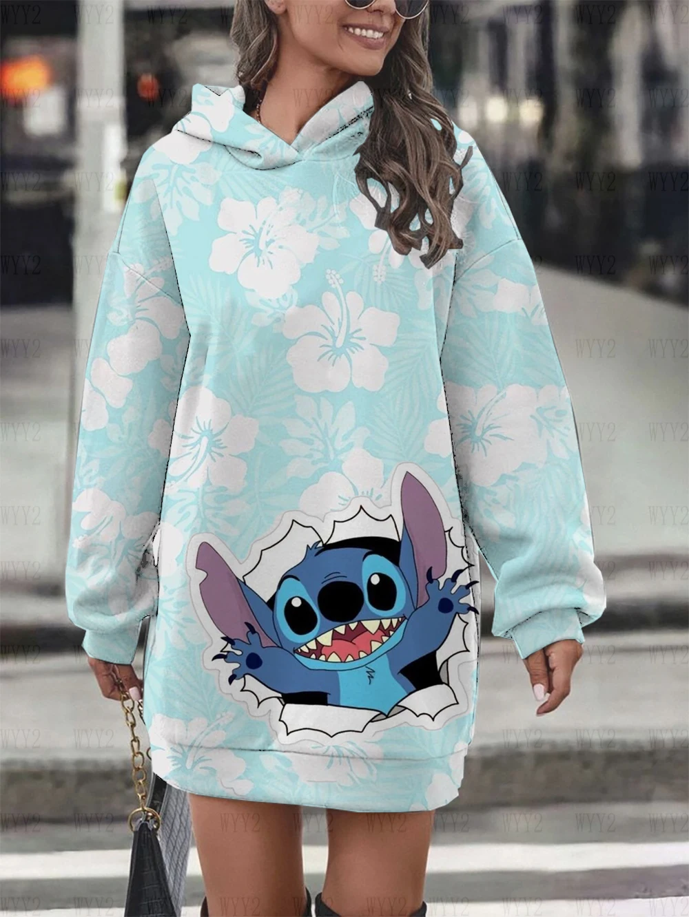 Nouveau sweat à capuche Disney Stitch 205. Robe décontractée, à la mode, imprimée. Kawaii, sweat-shirt simple et chaleureux.