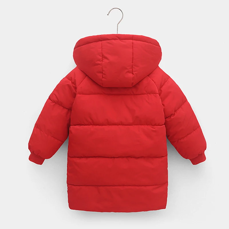 2 3 4 5 6 8 10 Jahre Mädchenjacke Winter Langer Stil Einfarbig Dick Warmhaltend Mit Kapuze Oberbekleidung Für Jungen Daunen-Baumwoll-Schneeanzug – Detail 12