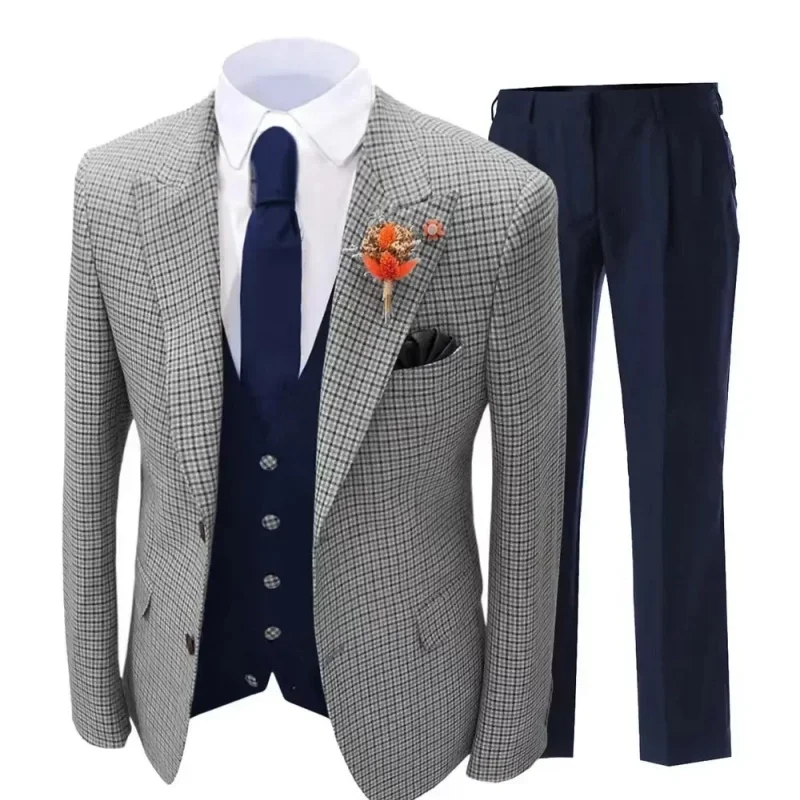 

Plaid Suit,2 pieces Blazer And Pants set,One Breasted,For Summer beach,performance, Emcee,stage graduation dress