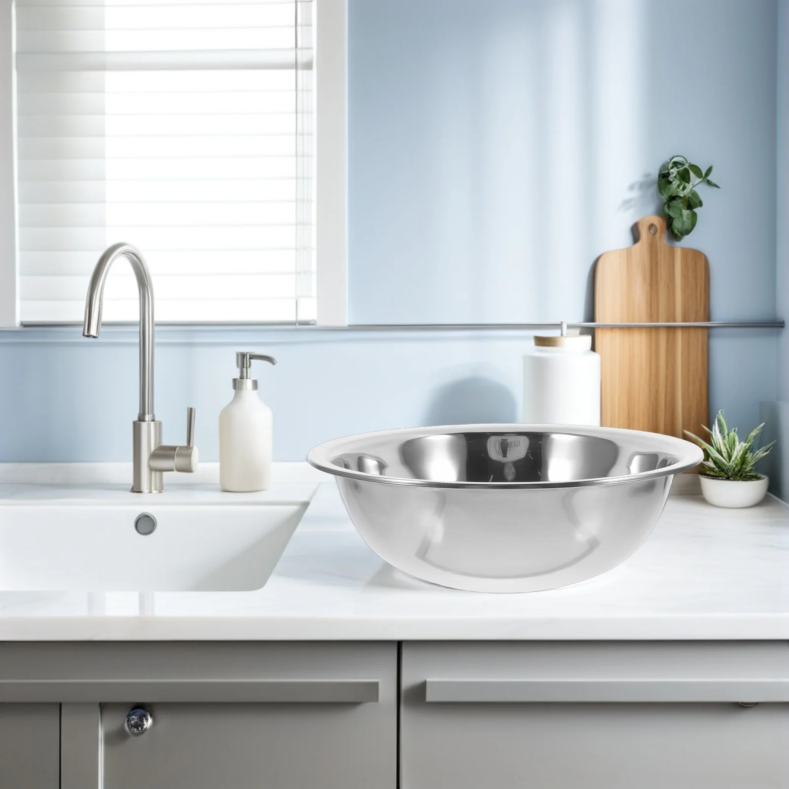 Stainless Steel Multi-Function 29Cm Foot Soaking Face Washing Laundry Portable Mixing Bowl Dish Tub Kitchen Sink Metal Bowl For