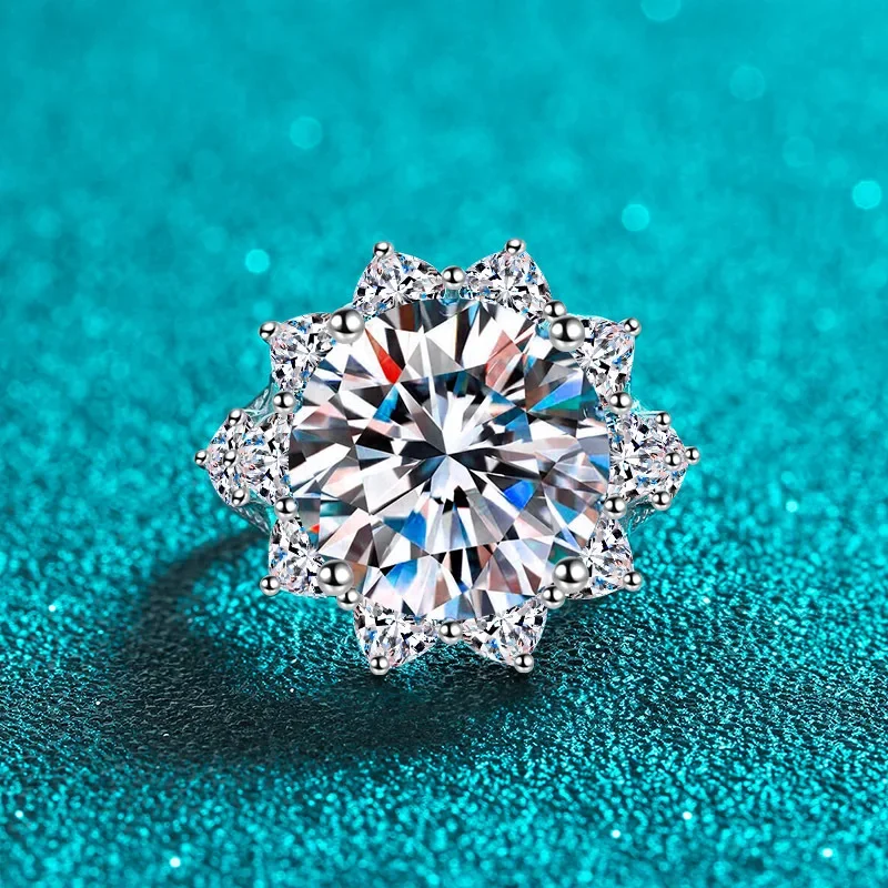 10 Carat Moissanite Ring for Women Oversized Diamond with GRA Certificate 925 Sterling Silver Engagement Wedding Jewelry