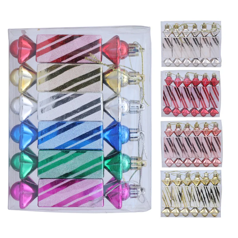 

2025 The New Christmas Decorations Painted Square Candy Christmas Tree Pendant Multicolor Optional Holiday Decorations