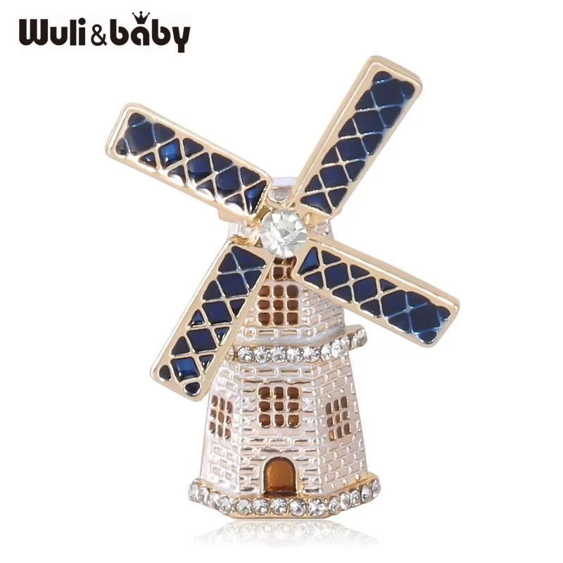 Wuli&baby Lovey Windmill Cottage House Brooches For Women's Clothes Backpack Pins Gifts