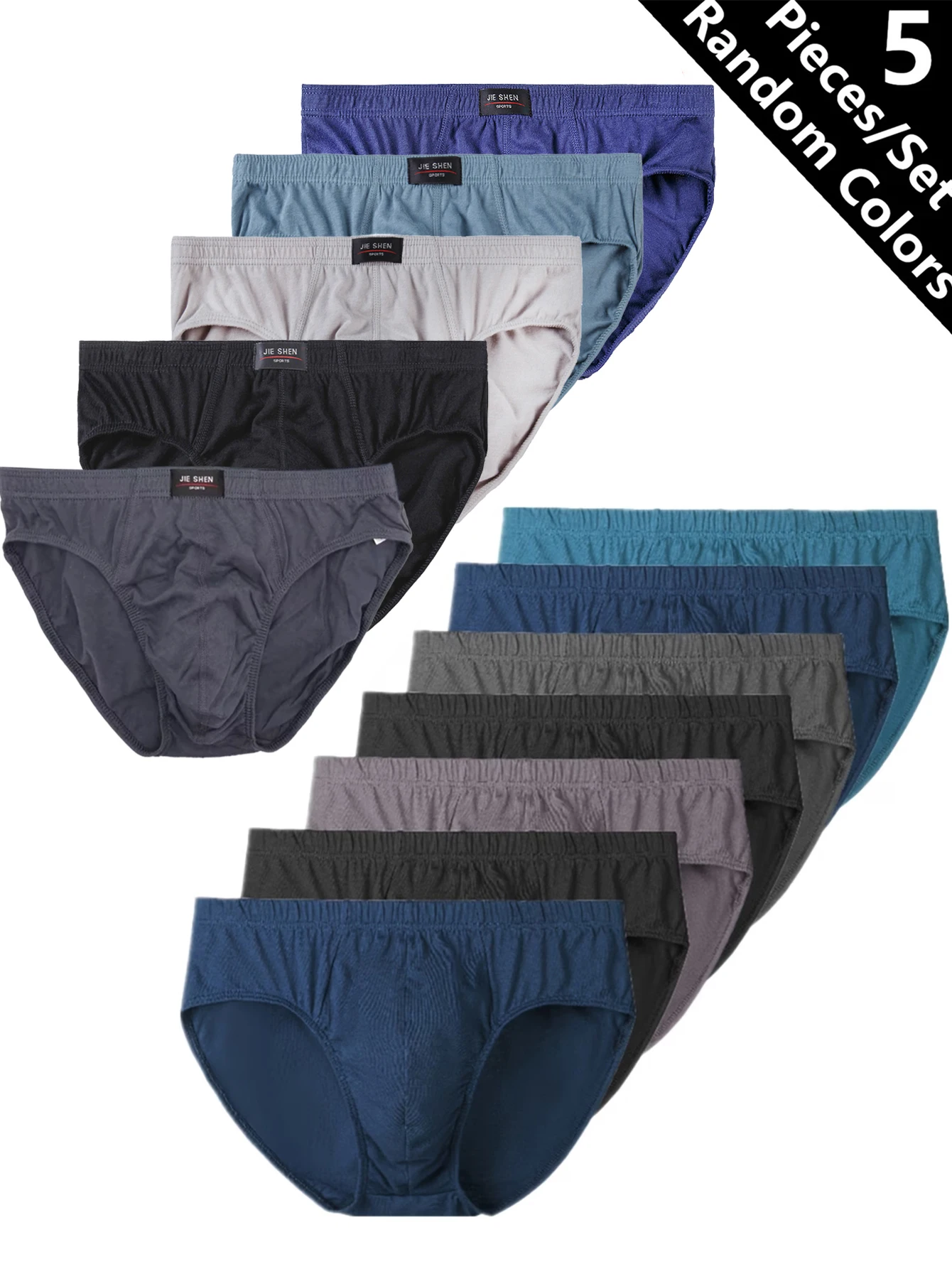 

5pcs Summer 100% Pure Cotton Men's Triangle Underwear Plus Size Men's Underwear Men's Comfortable Breathable Underwear S-XXL