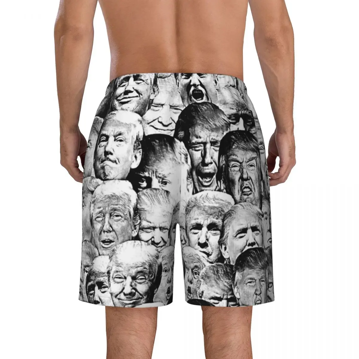 Pantalones cortos de tablero deportivo para hombre, bañador de gran tamaño, divertido, estampado Meme, Trump Collage, secado rápido, Y2K, patrón divertido, Verano