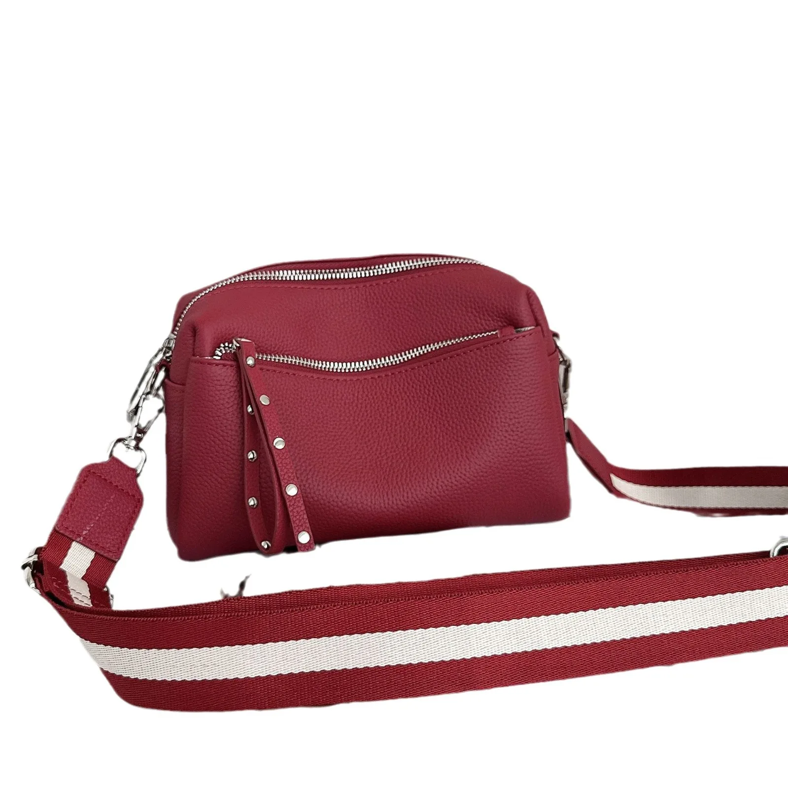 Bolso cruzado de cuero genuino Real para mujer, Bolso pequeño Simple, bolso de hombro de cuero suave, bolso cuadrado informal de Color sólido