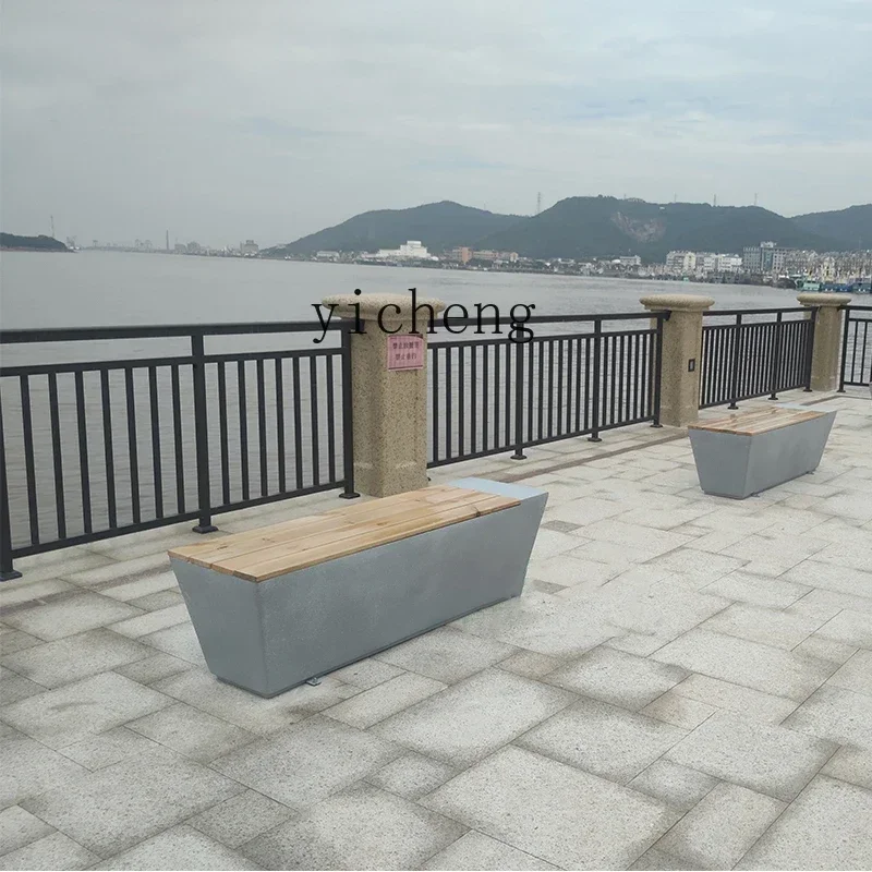 lyy -Fiberglass Lounge Chair Outdoor Strip Solid Wood Antiseptic Wood Public Art Gallery Shopping Mall Stool