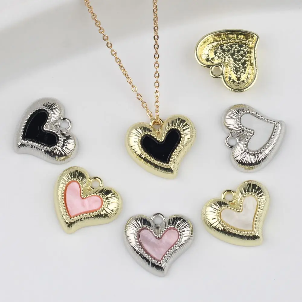 

10Pcs/lot Simple Alloy Resin Heart Pendant DIY Jewelry Making Supplies for Bracelet Necklace