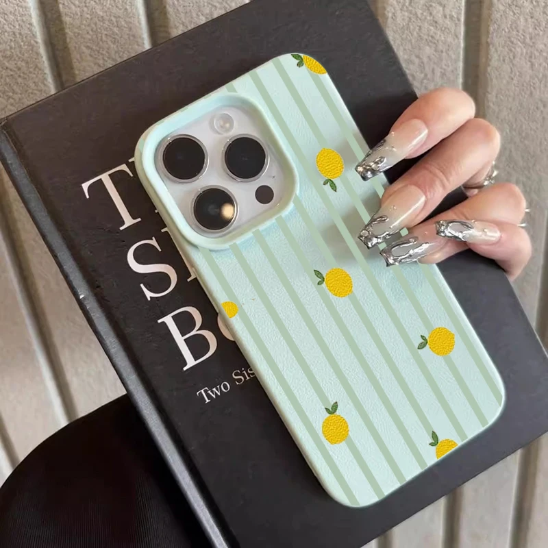 Shockproof Cute Lemon Pattern Silicone Phone Case For iPhone 17 13 11 Pro Max 12 17 15 14 Plus Lichee Pattern Luxury Retro Cover