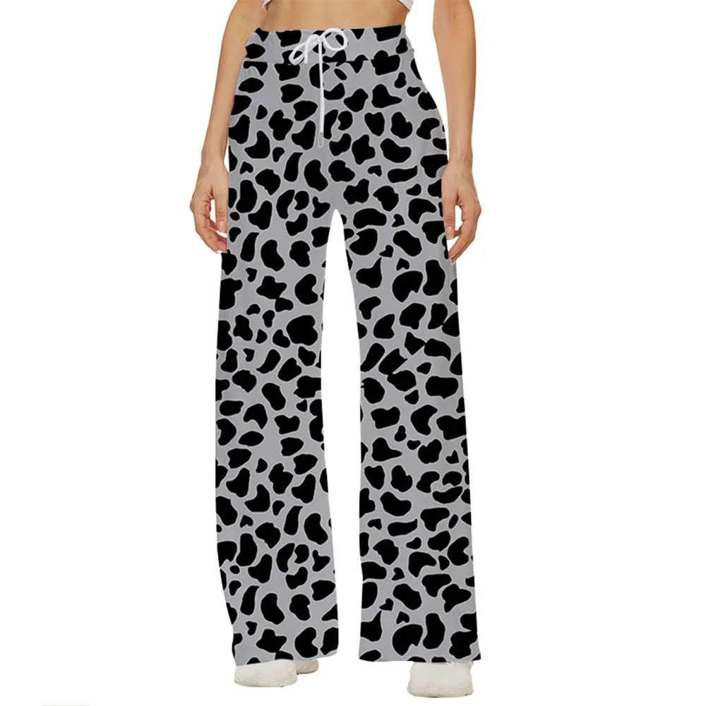 Summer Leopard & Sunflower Print Streetwear Y2k Pants for Women Luxury Retro Loose Oversized Straight Pants Fashion Pantalon