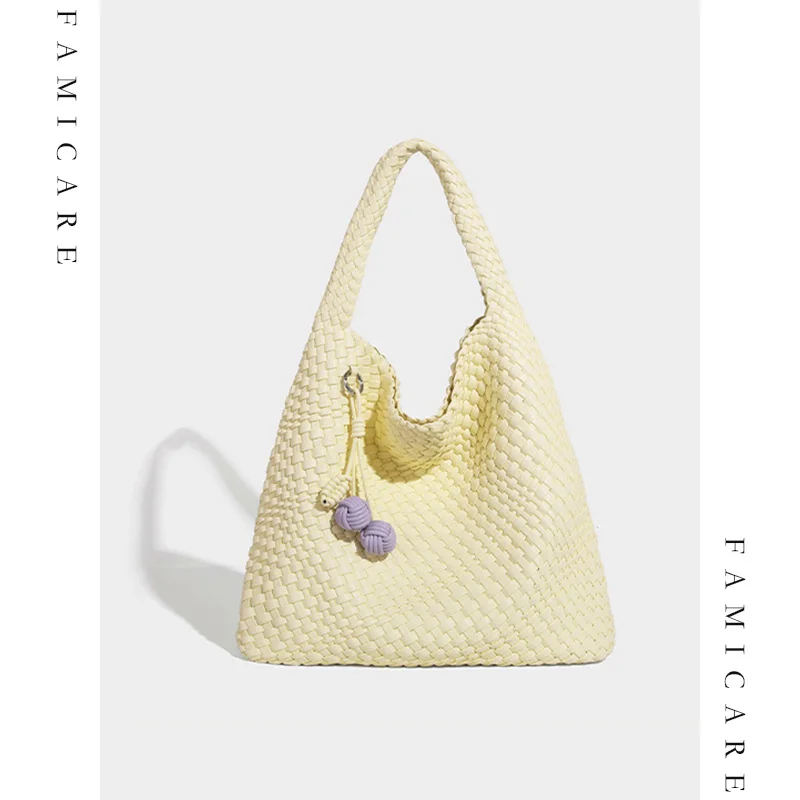 

Новинка 2025 года, тканая просторная большая сумка ручной работы, женская повседневная шикарная многоцветная сумка для поездок на работу, трансформируемая сумка на плечо под мышками