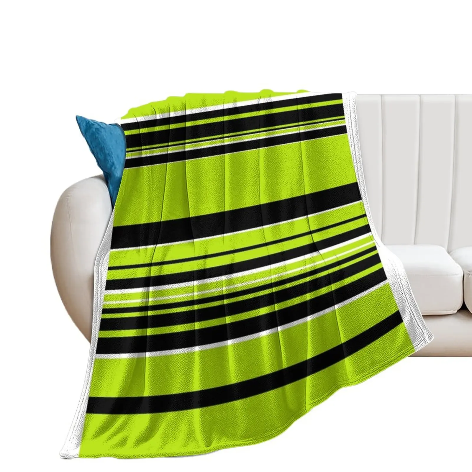 Complex Stripes - Lime Green Throw Blanket Beautifuls Thermals For Travel Bed Fashionable Blankets