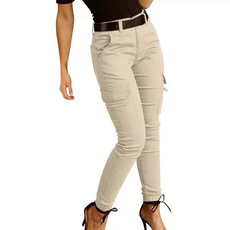 Casual Solid Pocket Slim Cargo Pants for Women Korean Popular Women's Clothes Y2k Women's Pants Spring Clothes for Woman CK5502