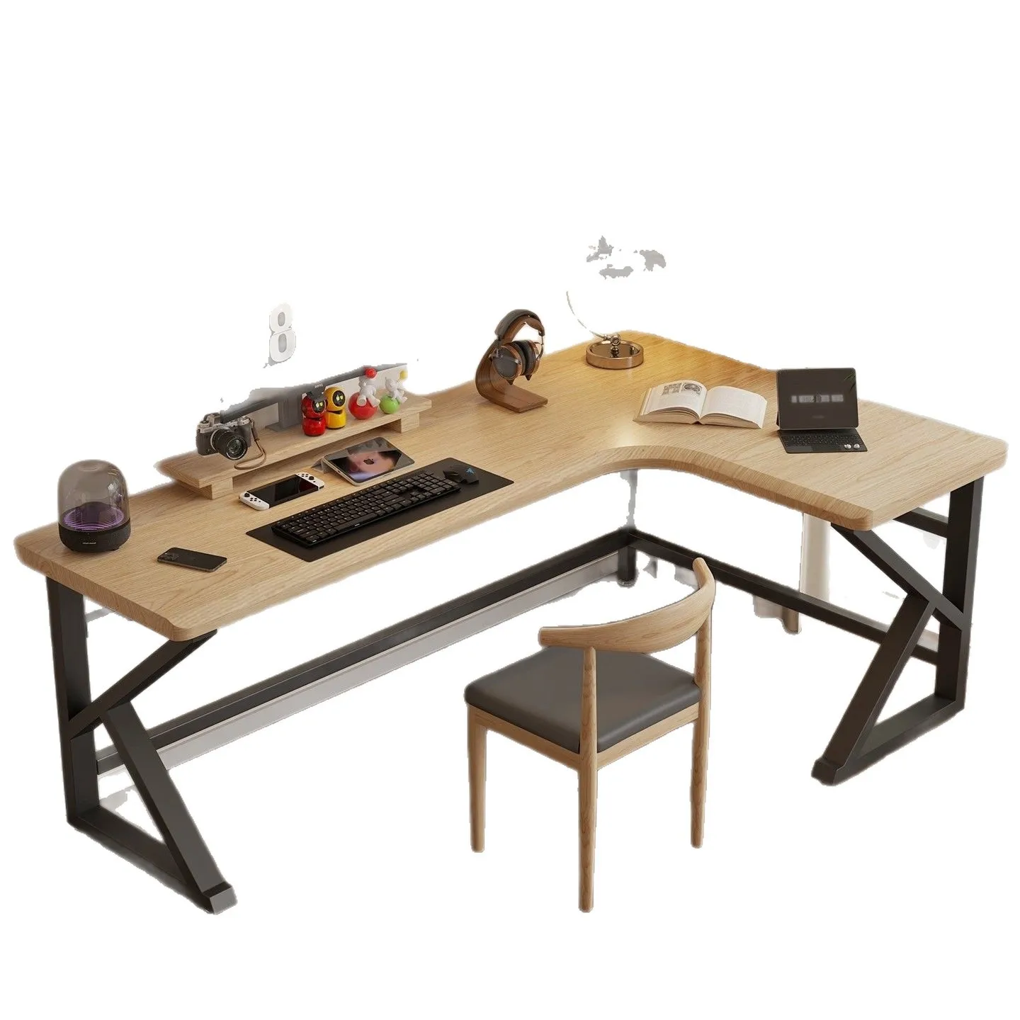Solid wood corner computer, home desktop, office corner, desk, corner workbench
