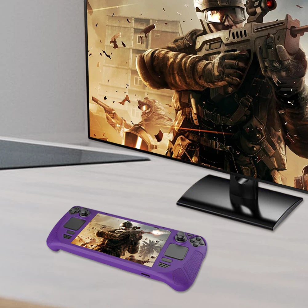 

Защитный чехол, силиконовый чехол, противоскользящий мягкий чехол для игровой консоли с кронштейном, сменные аксессуары для Steam Deck