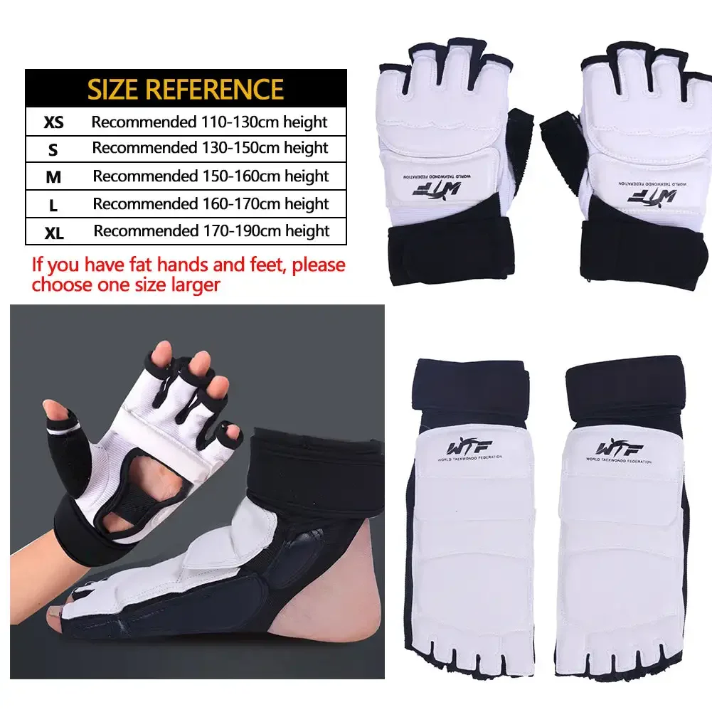 1 Pair Taekwondo Protectors Sanda Training Match Hands Feet Guard Banket Gloves Foot Hand Joint Protective Gear Sweat-wicking