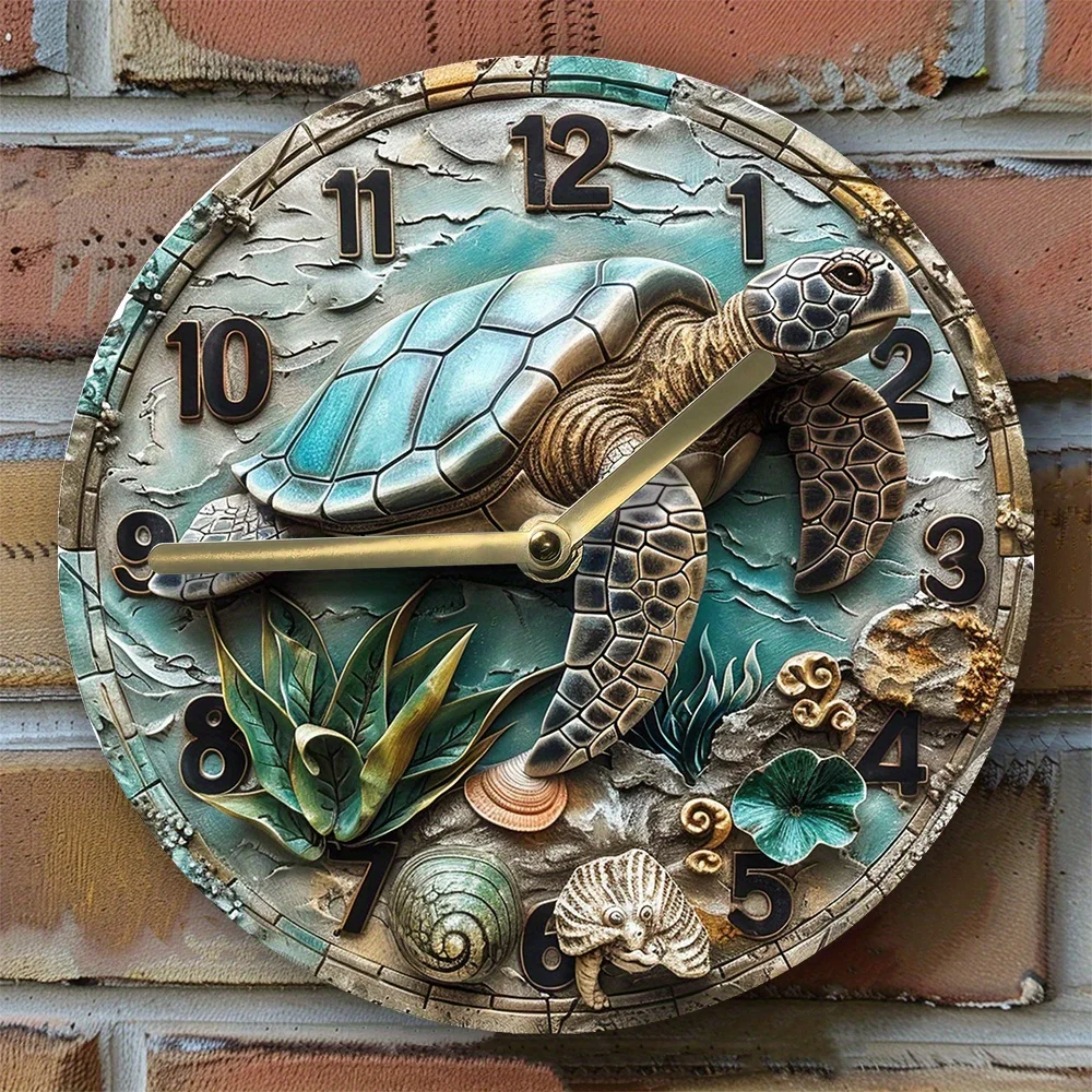 Aluminum Wall Clock With Turtle Design-Perfect For Summer Bedroom&Vacation Decor decoratie woonkamer voor de muur modern design